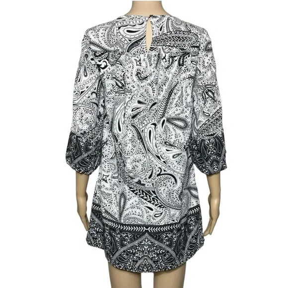 Loft Paisley Shift Long Sleeve Floral Color block Dress Size Small NWOT - Picture 3 of 12